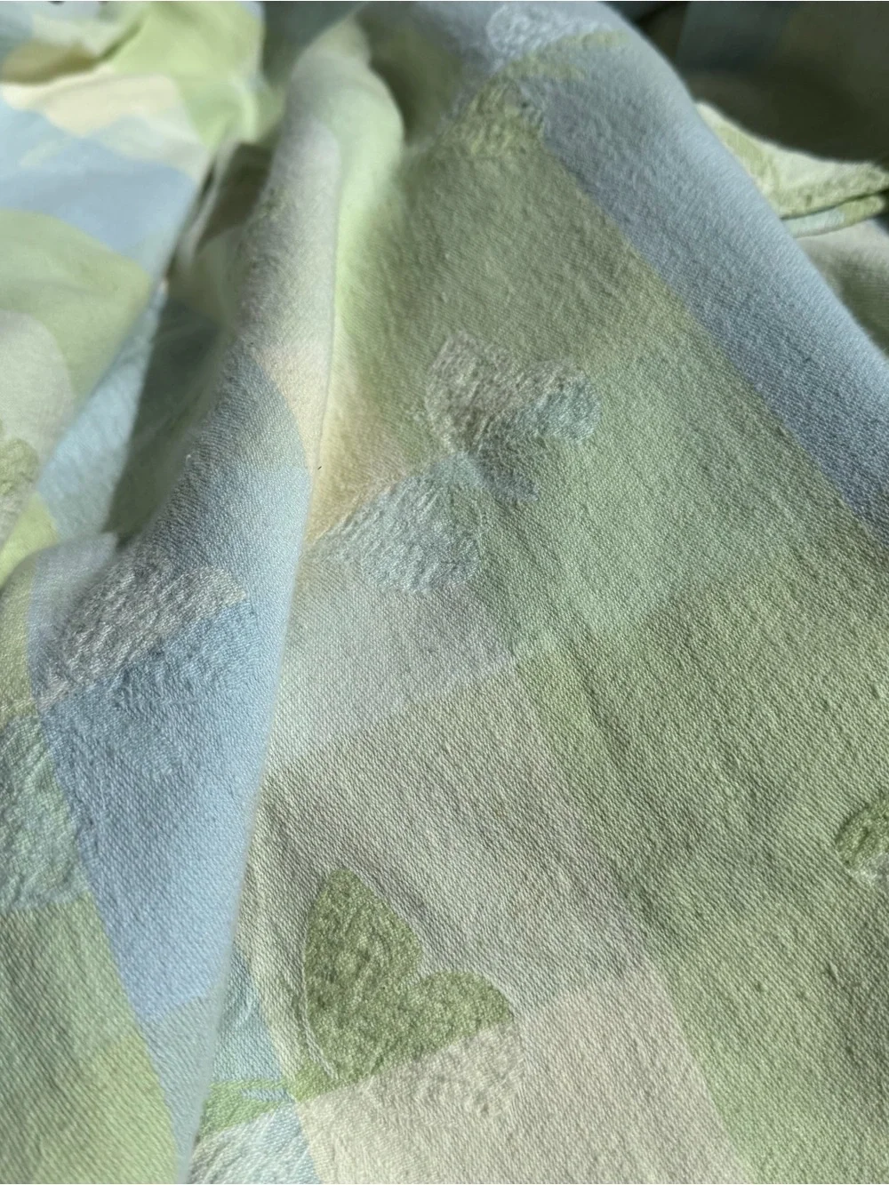 Blue and Light Green Butterfly Jacquard Table Clothe ( could be bedcover)